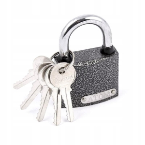 KŁÓDKA ATOM ŻELIWNA GRUBA 40MM 5 KLUCZY BLISTER JARZMOWA NA KLUCZ