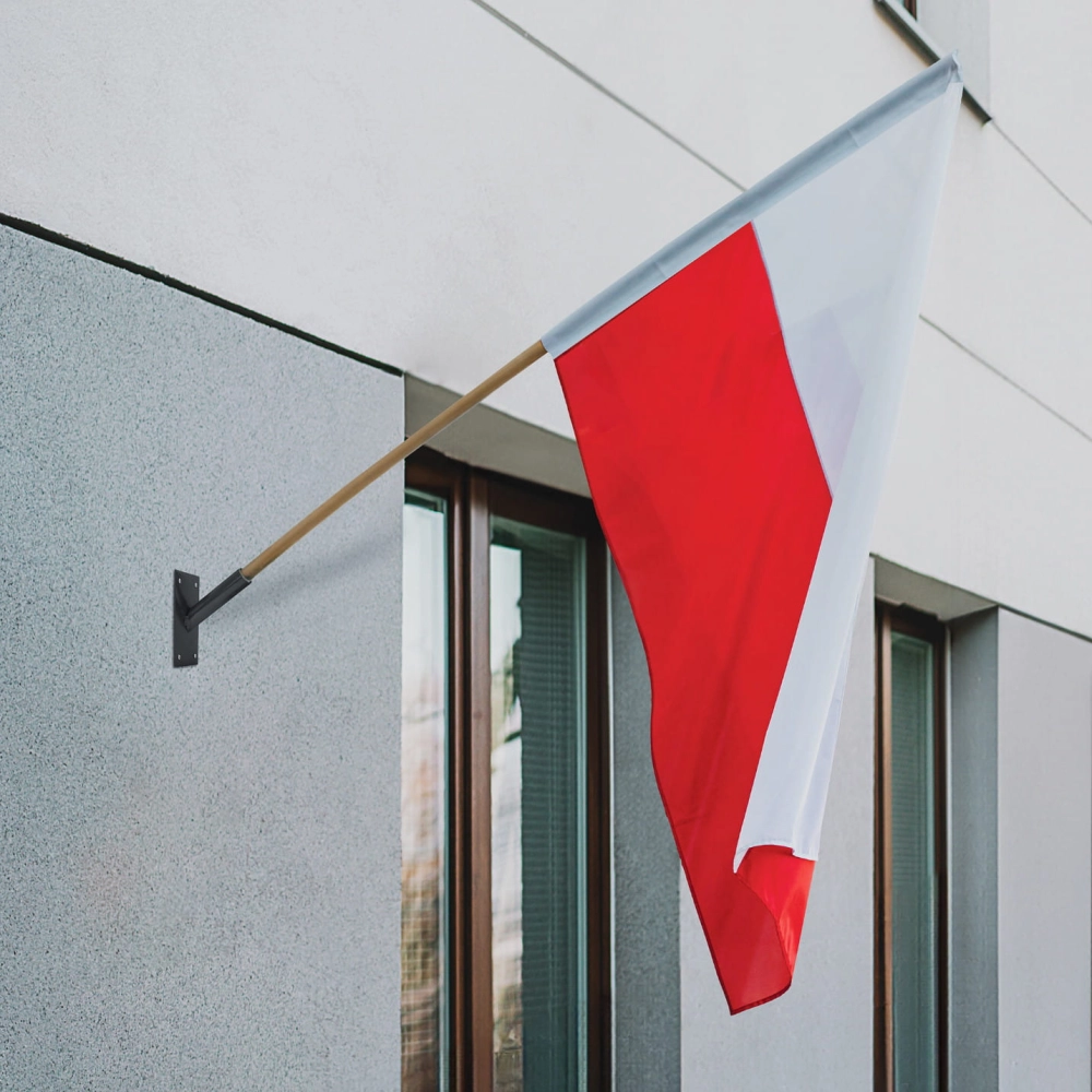 Zestaw: Uchwyt pojedynczy na flagę grafit + flaga POLSKI 110x70 + styl 120