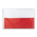 Zestaw: Uchwyt podwójny na flagi srebrny / na balkon, poręcz + flaga POLSKI 110x70 + styl 120