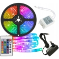 TAŚMA LED SMD WODOODPORNA 5M RGB KOLOROWA + PILOT