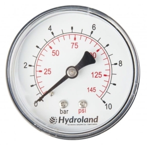MANOMETR SPRĘŻYNOWY 63 MM AKSJALNY PRZYŁĄCZE 1/4" TYLNE 0-10 BAR ABS