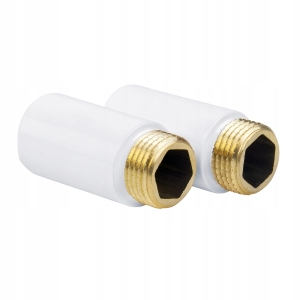 PRZEDŁUŻKA MOSIĘŻNA 1/2" L 10 MM 1 CM BIAŁA KOMPLET ZESTAW 2 SZTUKI