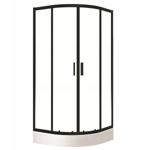 ZESTAW BRESSO KABINA PRYSZNICOWA NATRYSKOWA PÓŁOKRĄGŁA 90x90 BRODZIK CZARNA