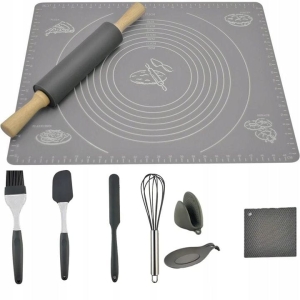 STOLNICA SILIKONOWA KUCHENNA WAŁEK ŁOPATKA PĘDZELEK TRZEPACZKA ZESTAW XXL