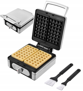 GOFROWNICA 2 DUŻE GOFRY TERMOSTAT MOCNA 1400 W INOX PĘDZELEK W ZESTAWIE