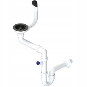 SYFON 3,5" 1 KOMORA Z PRZELEWEM BEZ KORKA RUCHOME WYJMOWANE SITKO CZARNY