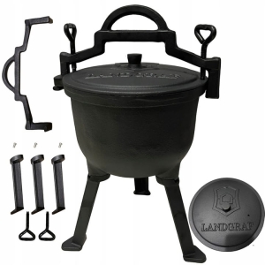 KOCIOŁEK MYŚLIWSKI ŻELIWNY GARNEK STOJĄCY OGRODOWY NA OGNISKO PIECZONKI 8L