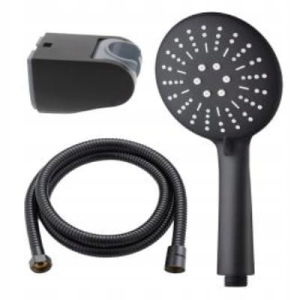ZESTAW PRYSZNICOWY 3 FUNKCYJNA SŁUCHAWKA PRYSZNICOWA WĄŻ UCHWYT CZARNY