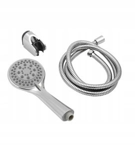 ZESTAW PRYSZNICOWY RĘCZNA SŁUCHAWKA PRYSZNICOWA WĄŻ UCHWYT 5 FUNKCJI CHROM