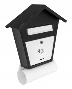 SKRZYNKA NA LISTY Z TUBĄ ULOTKI POCZTOWA B6 TUBA BIAŁO CZARNA Black & White