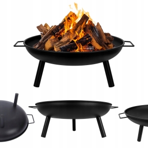 PALENISKO OGRODOWE GRILL OGRODOWY 60 cm OKRĄGŁE Z RĄCZKAMI UCHWYT OGNISKO