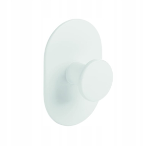 WIESZAK POJEDYNCZY DO ŁAZIENKI TOALETY ŚCIENNY NA RĘCZNIK OKRĄGŁY BIAŁY