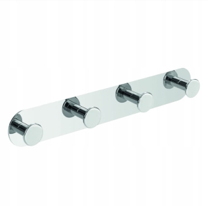 WIESZAK POCZWÓRNY ŁAZIENKOWY TOALETOWY ŚCIENNY 4 HACZYKI NA RĘCZNIKI CHROM