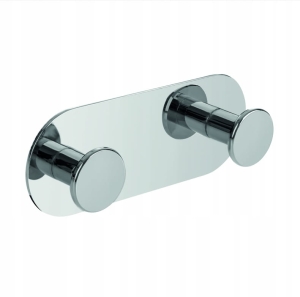 WIESZAK PODWÓJNY ŁAZIENKOWY TOALETOWY ŚCIENNY NA RĘCZNIKI ZE STALI CHROM