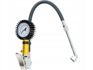 PISTOLET DO POMPOWANIA Z MANOMETREM WĄŻ METALOWA PRZEDŁUŻKA KOŃCÓWKA 40 CM