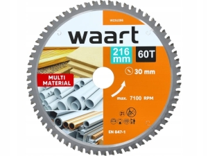 TARCZA DO PILARKI WIDIOWA 216X30 MM 60 T ZĘBÓW MULTIMATERIAL PIERŚCIENIE