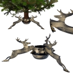 Stojak pod choinkę z misą - metalowy, ozdobny - duży stojak choinkowy - renifery do 180kg