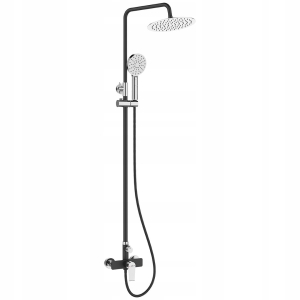 ZESTAW PRYSZNICOWY KOLUMNA NATRYSKOWA Z BATERIĄ NOWOCZESNA CHROM CZARNA