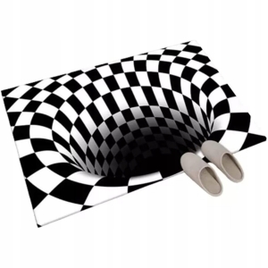 WYCIERACZKA ILUZJA 3D CHODNIK TRÓJWYMIAROWY DYWANIK BIAŁO-CZARNY 60x90 CM