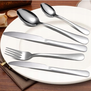 ZESTAW SZTUĆCÓW STOŁOWYCH 5 SZT SZTUĆCE STOŁOWE KOMPLET SREBRNE KUCHENNE