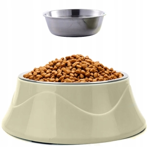 PODWÓJNA MISKA METALOWA 2W1 DLA ZWIERZĄT PSA KOTA NA KARMĘ SUCHĄ MOKRĄ WODĘ