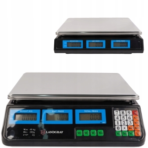 WAGA ELEKTRONICZNA SKLEPOWA MAGAZYNOWA WYŚWIETLACZ LCD LED MAX 40 KG 220V
