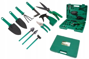 NARZĘDZIA OGRODOWE ZESTAW DZIAŁKOWCA KOMPLET DO OGRODU 10 ELEMENTÓW WALIZKA