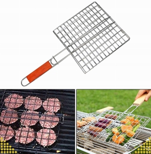 RUSZT SKŁADANY ZAMYKANY DO GRILLOWANIA PIECZENIA METALOWA KRATKA 34X58 CM