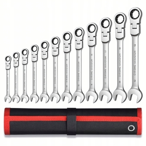 ZESTAW KLUCZY PŁASKO OCZKOWYCH Z GRZECHOTKĄ OCZKOWE 8-19MM KOMPLET 12 SZT