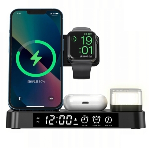 ŁADOWARKA INDUKCYJNA BEZPRZEWODOWA 15W LAMPKA NOCNA STACJA DOKUJĄCA CZARNA