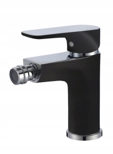 BATERIA BIDETOWA JEDNOUCHWYTOWA STOJĄCA BLACK CHROME NOWOCZESNA SENJA CZERŃ