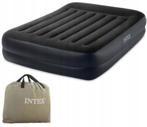 MATERAC DWUOSOBOWY DMUCHANY WBUDOWANA POMPKA 203x152x42 CM INTEX CZARNY