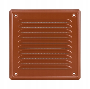 KRATKA 20x20 WENTYLACYJNA METALOWA Z SIATKĄ PRZYKRĘCANA KWADRATOWA CEGLANA