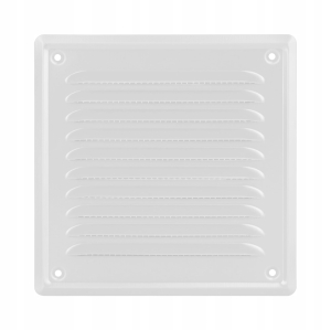 KRATKA 20x20 WENTYLACYJNA PŁASKA METALOWA Z SIATKĄ SKOŚNE ŻEBERKA BIAŁA