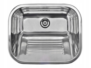 ZLEWOZMYWAK JEDNOKOMOROWY KOMORA ZLEW GOSPODARCZY 55X45 CM Z SYFONEM STAL