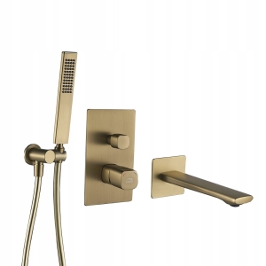 BATERIA WANNOWA PRYSZNICOWA PODTYNKOWA Z ZESTAWEM NATRYSKOWYM ZŁOTA