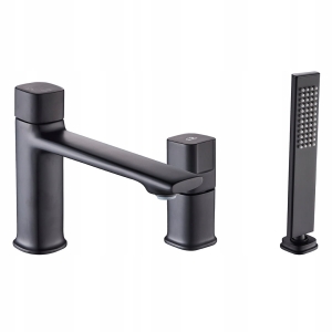 BATERIA WANNOWA 3 OTWOROWA JEDNOUCHWYTOWA NAWANNOWA ZESTAW NATRYSKOWY CZERŃ