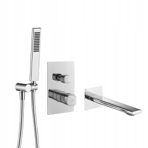 BATERIA WANNOWA PODTYNKOWA Z ZESTAWEM NATRYSKOWYM TORES CHROM SREBRNY