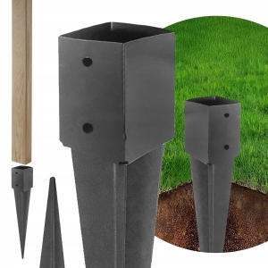 WSPORNIK KWADRATOWY PODSTAWA SŁUPA KOTWA WBIJANA 100x750 MM GRAFITOWA