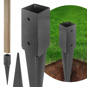 KOTWA WBIJANA KWADRATOWA PODSTAWA SŁUPA WSPORNIK OGRODOWY 70X750 MM GRAFIT