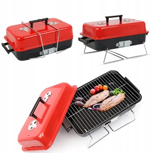 GRILL SKŁADANY PRZENOŚNY Z POKRYWĄ KEMPINGOWY TURYSTYCZNY OGRODOWY ZAMYKANY