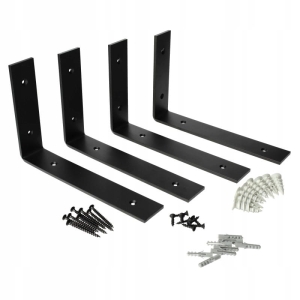 KĄTOWNIK WSPORNIK POD PÓŁKĘ PODPÓRKA LOFT 150x100x5 ZESTAW 4 SZTUKI CZARNY