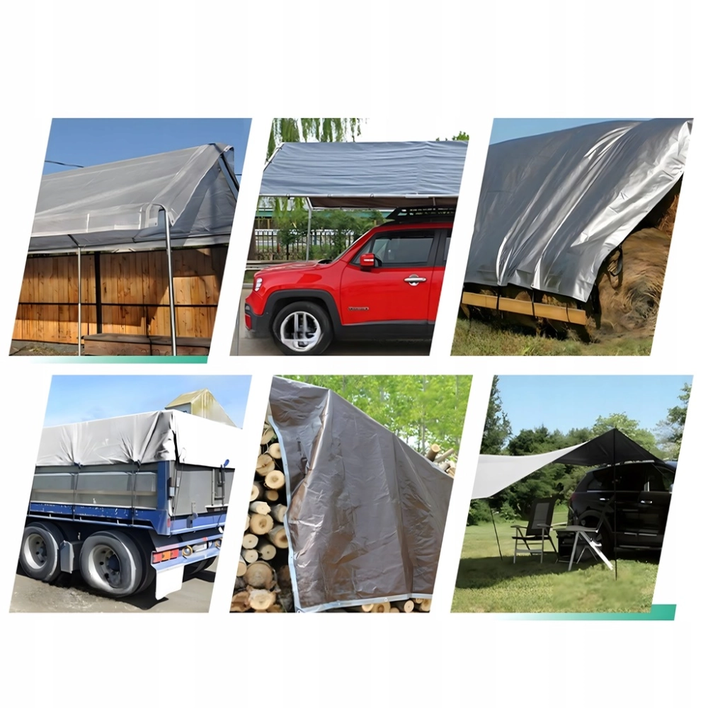 PLANDEKA PŁACHTA OKRYCIOWA UNIWERSALNA OCHRONNA OCHRONA UV 3X4M 80G SREBRNY