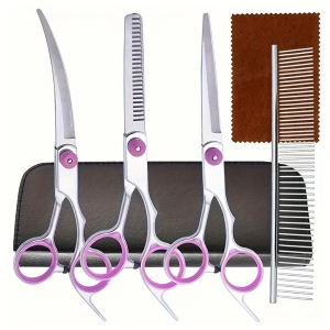 NOŻYCZKI DO STRZYŻENIA ZWIERZĄT PSÓW KOTÓW PROFESJONALNY ZESTAW 4 SZT ETUI
