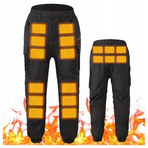 SPODNIE PODGRZEWANE BOJÓWKI GRZEWCZE WODOODPORNE ZIMOWE NA USB CZARNE 3XL