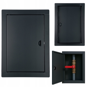 DRZWICZKI REWIZYJNE METALOWE ZAMKNIĘCIE NA ZATRZASK 15x25 CM METAL GRAFIT