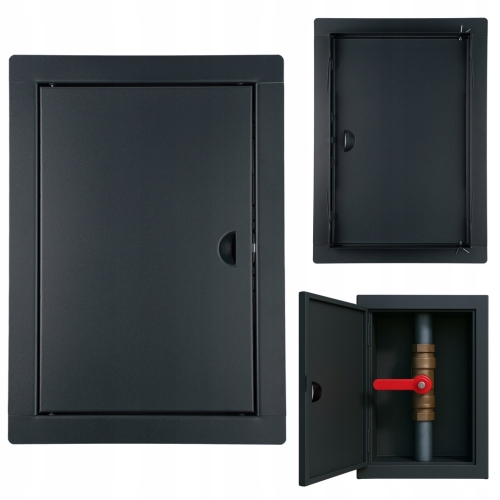 DRZWICZKI REWIZYJNE METALOWE ZAMKNIĘCIE NA ZATRZASK 15x25 CM METAL GRAFIT