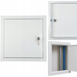 DRZWICZKI REWIZYJNE METALOWE WYCZYSTKA NA KLUCZ ZAMEK 60x60 CM BIAŁE