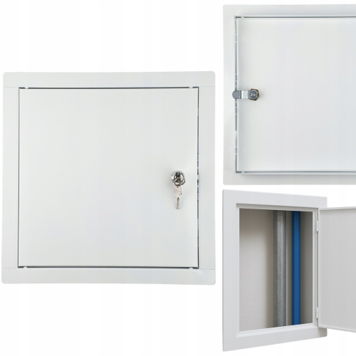 DRZWICZKI REWIZYJNE METALOWE WYCZYSTKA NA KLUCZ ZAMEK 60x60 CM BIAŁE
