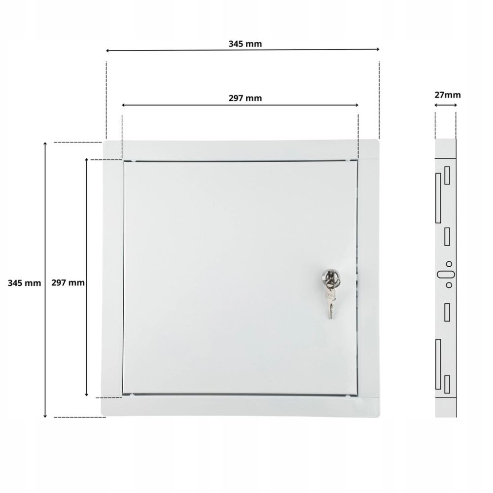 DRZWICZKI REWIZYJNE WYCZYSTKA REWIZJA NA KLUCZ 30x30 CM METALOWE BIAŁE